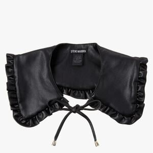 Steve Madden Ruffle Faux Leather Detachable Collar Statement Layering Accessory